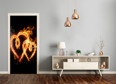 Adesivo em porta Corações em chamas