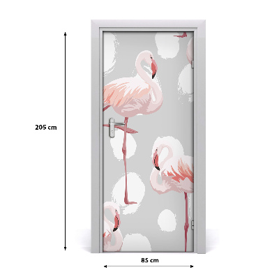 Papel de parede em porta Flamingos e pontos