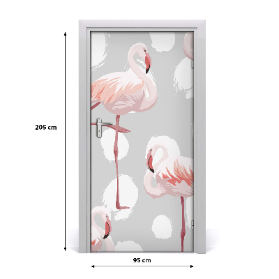Papel de parede em porta Flamingos e pontos