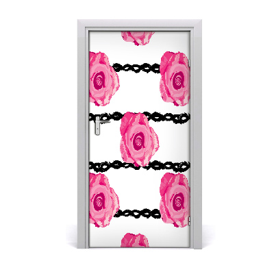 Papel de parede em porta Rosas
