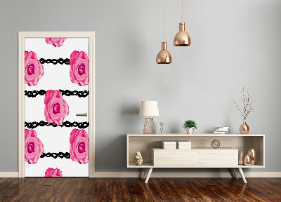 Papel de parede em porta Rosas