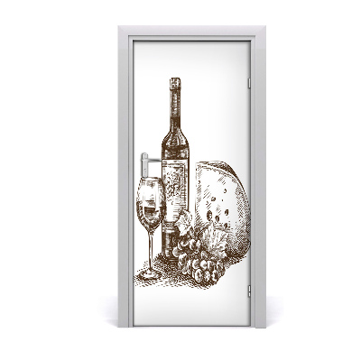 Papel de parede em porta Vinho e petiscos