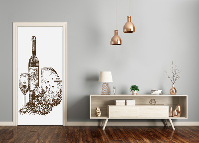 Papel de parede em porta Vinho e petiscos