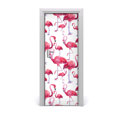 Adesivo em porta Flamingos