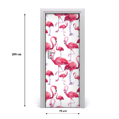 Adesivo em porta Flamingos