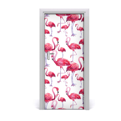 Adesivo em porta Flamingos