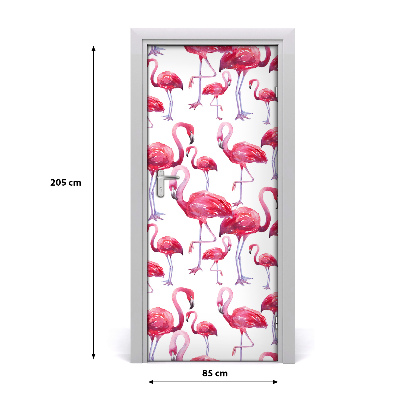 Adesivo em porta Flamingos