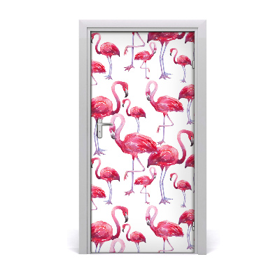 Adesivo em porta Flamingos