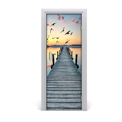 Papel de parede em porta Cais de madeira