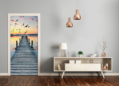 Papel de parede em porta Cais de madeira