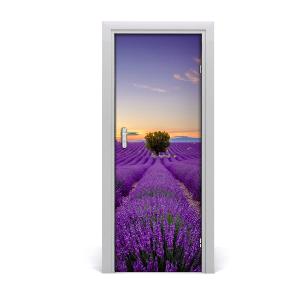Papel de parede em porta Campo de lavanda