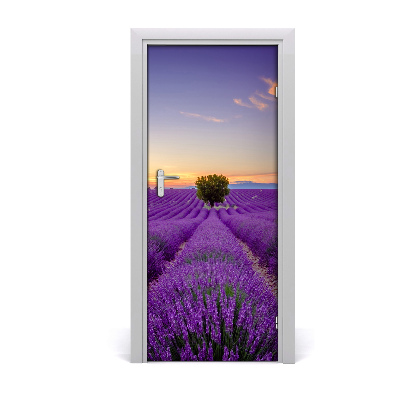 Papel de parede em porta Campo de lavanda