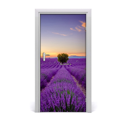 Papel de parede em porta Campo de lavanda