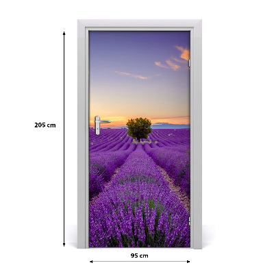 Papel de parede em porta Campo de lavanda
