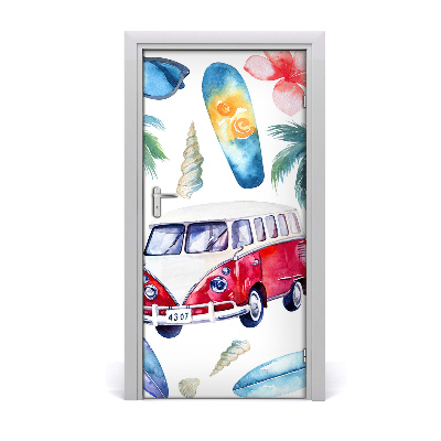 Papel de parede em porta Conjunto de surfista