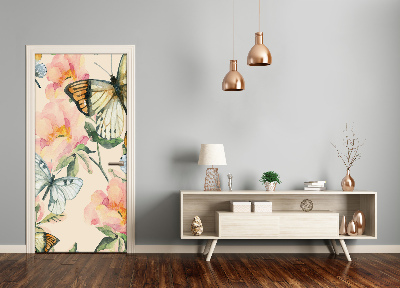 Adesivo em porta Rosas e borboletas