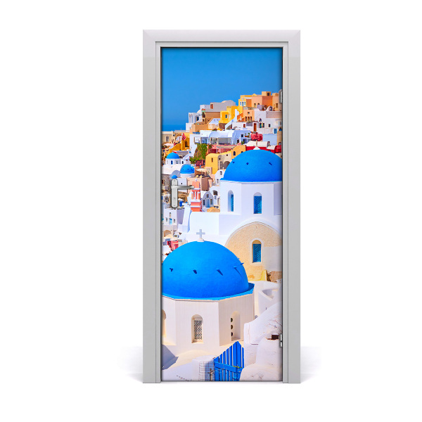 Adesivo em porta A cidade de Santorini