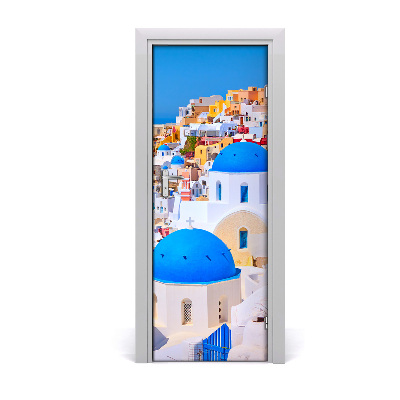 Adesivo em porta A cidade de Santorini