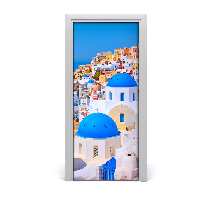 Adesivo em porta A cidade de Santorini