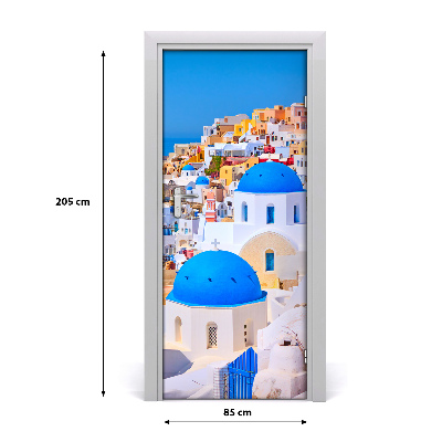 Adesivo em porta A cidade de Santorini