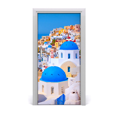 Adesivo em porta A cidade de Santorini