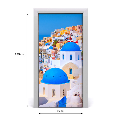 Adesivo em porta A cidade de Santorini