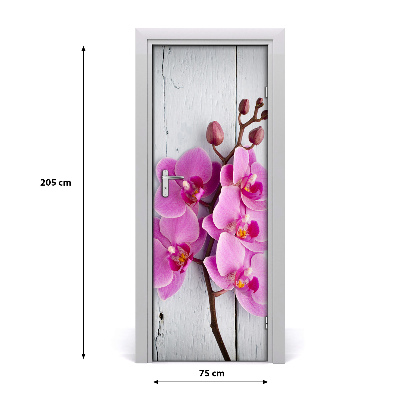 Adesivo em porta orquídea rosa