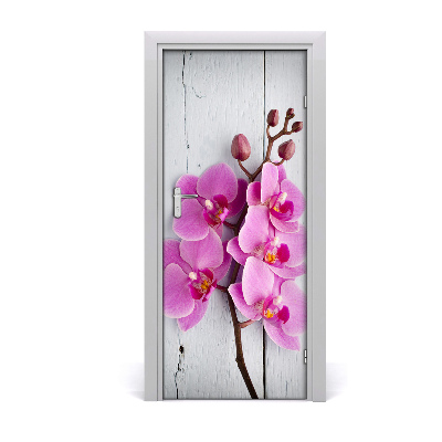 Adesivo em porta orquídea rosa