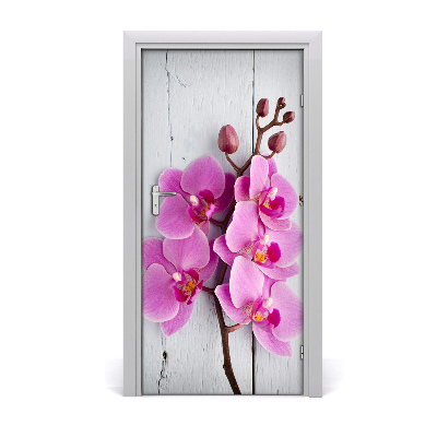 Adesivo em porta orquídea rosa