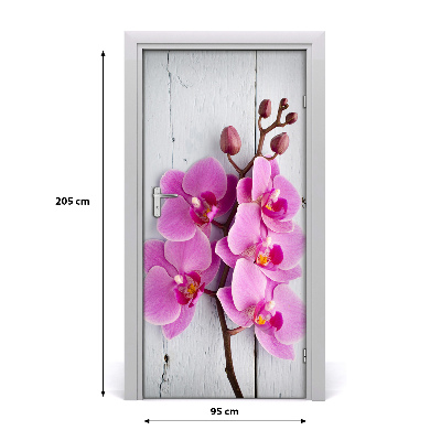 Adesivo em porta orquídea rosa