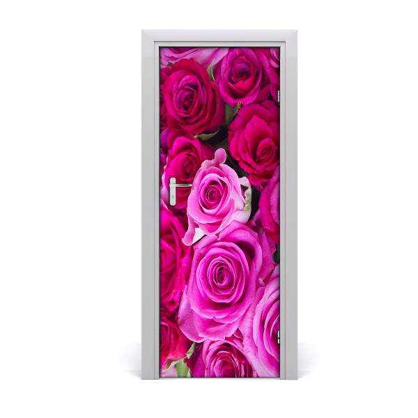 Autocolante para porta rosas cor de rosa