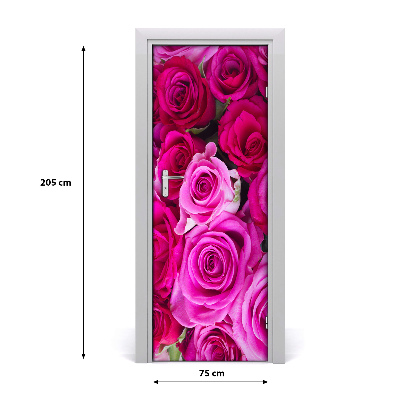 Autocolante para porta rosas cor de rosa