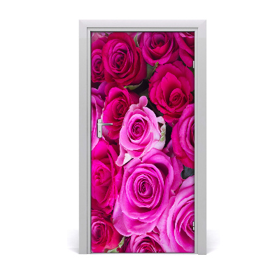Autocolante para porta rosas cor de rosa