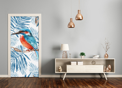 Adesivo em porta Pássaros e folhas