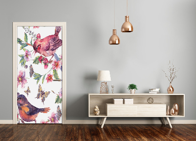 Papel de parede em porta borboletas flores