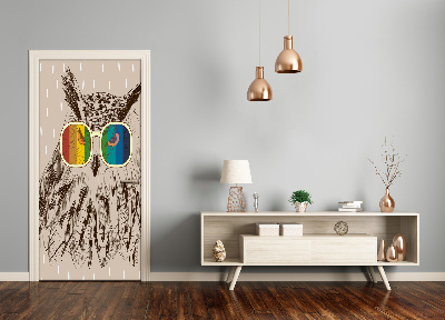 Autocolante para porta Corujas com óculos