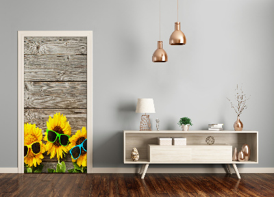 Adesivo em porta Óculos de girassol