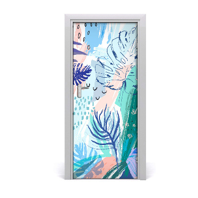Adesivo em porta Folhas tropicais