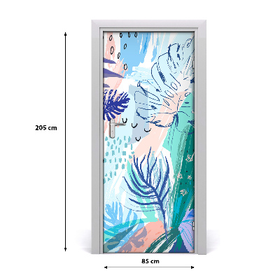 Adesivo em porta Folhas tropicais