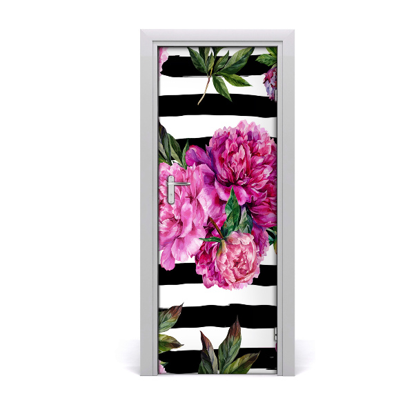 Papel de parede em porta Peônias