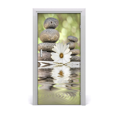 Autocolante para porta Pedras e flores