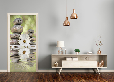 Autocolante para porta Pedras e flores