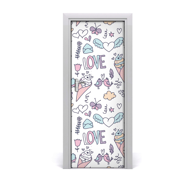 Adesivo em porta Padrão romântico