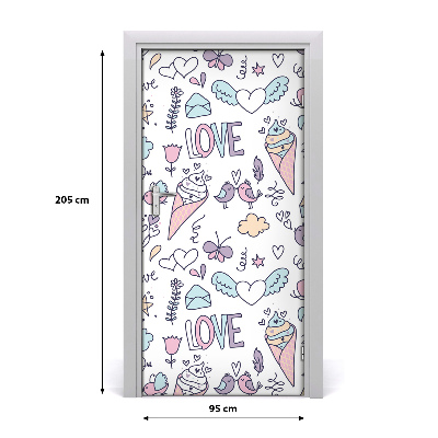 Adesivo em porta Padrão romântico