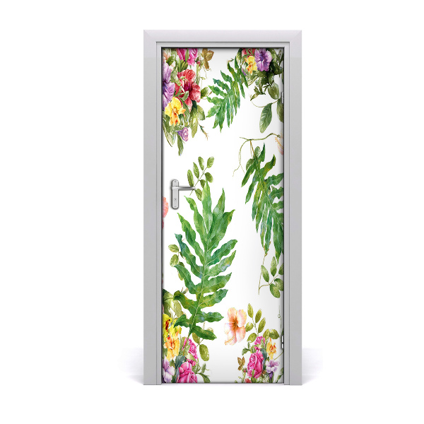 Adesivo em porta Flores tropicais