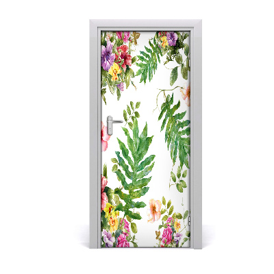 Adesivo em porta Flores tropicais