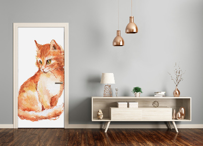 Papel de parede em porta Gato ruivo