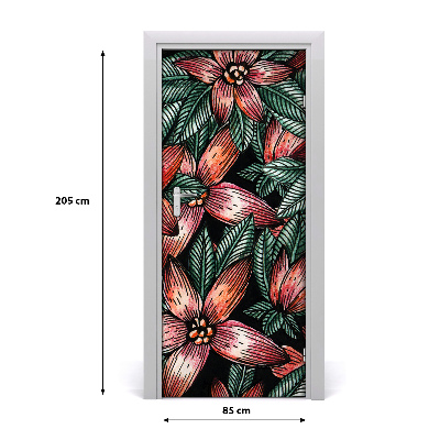 Papel de parede em porta Flores tropicais