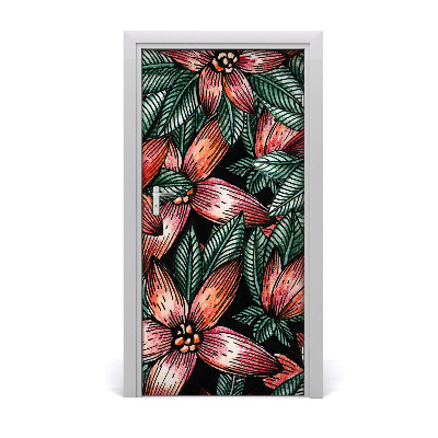 Papel de parede em porta Flores tropicais