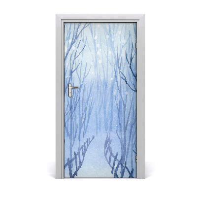 Papel de parede em porta Floresta no inverno